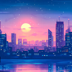 Naklejka premium night city landscape