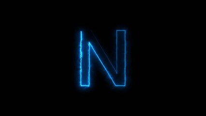 Blue Neon Energy Font Letter Symbol Illustration Background.