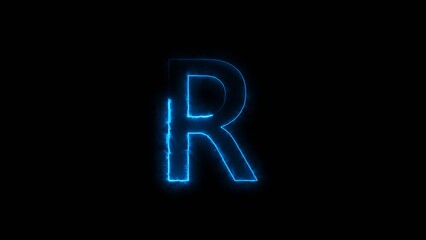 Blue Neon Energy Font Letter Symbol Illustration Background.