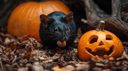 Black Rat with Pumpkin