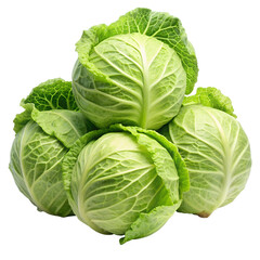 Fototapeta premium Green cabbages isolated on white background. Ai generated