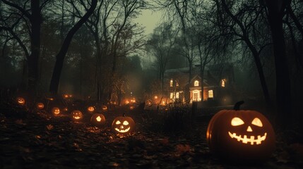 Spooky Halloween Night in the Woods