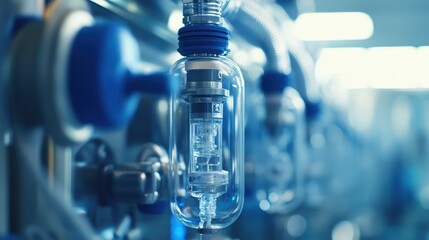 Close-up of a glass vial in a laboratory setting, highlighting precision in medical and pharmaceutical applications.