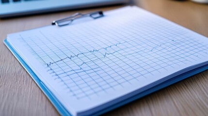 Close-up of a graph paper with data visualization and pen, perfect for illustrating research, analysis, or report concepts.