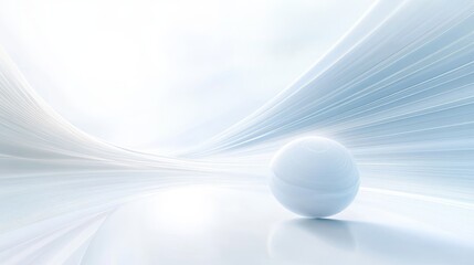 Fototapeta premium Abstract Sphere in a White Curving Tunnel, abstract, 3d rendering, digital art, minimalism