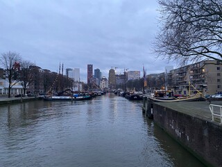 Naklejka premium Old haven Rotterdam dock 