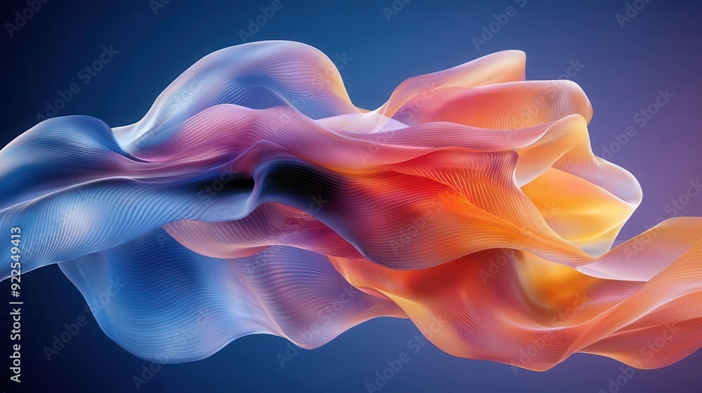 Aufkleber abstract colorful flowing fabric with gradient colors.