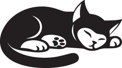 Sleeping cat icon silhouettes vector art illustration