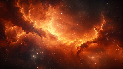 Obraz premium Fiery Cosmic Explosion in Vibrant Celestial Nebula