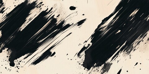 Abstract painting with a single, large black brushstroke on a beige background. The thick, bold stroke dominates the canvas, creating a minimalist and powerful visual statement
Concept: minimalism, ab