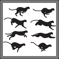 Cheetah silhouette set.