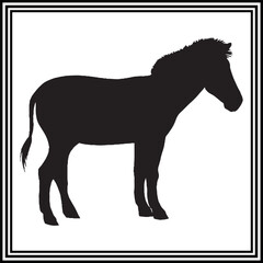 Cute zebra silhouette, vector illustration.