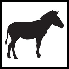 Cute zebra silhouette, vector illustration.