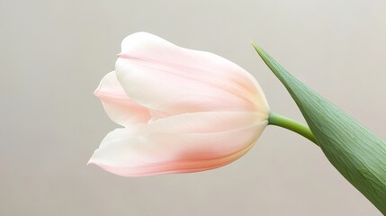 Obraz premium The Delicate Embrace of a Pink Tulip, flower, spring, bloom, petals