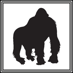 Gorilla silhouette vector , wildlife animal illustration.