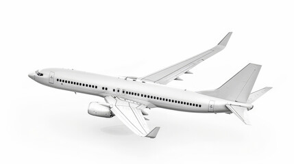 white commercial airplane isolated on white