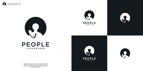 Minimalist people and human family logo design inspiration