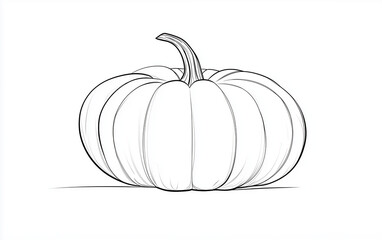a simple one line illustration of a pumpkin for coloring book.