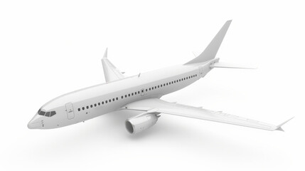 white commercial airplane isolated on white