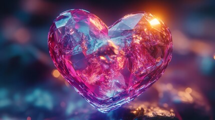 A heartshaped gemstone glimmers brilliantly with vivid colors, embodying beauty and elegance in every single glance