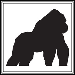 Gorilla silhouette vector , wildlife animal illustration.