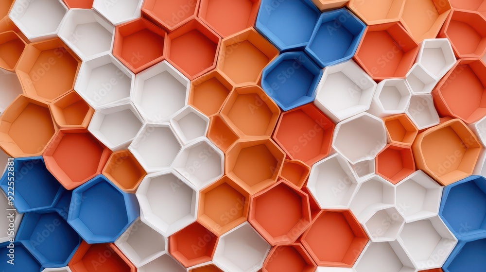 Poster abstract geometric background with colorful hexagons.