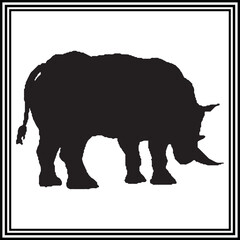 Rhino silhouette vector , wildlife animal illustration.