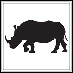 Rhino silhouette vector , wildlife animal illustration.