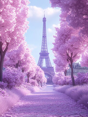 purple Eiffel Tower