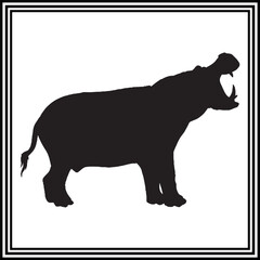 Hippopotamus silhouette vector , wildlife animal illustration.
