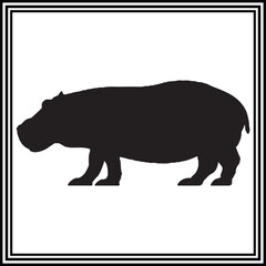 Hippopotamus silhouette vector , wildlife animal illustration.