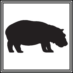 Hippopotamus silhouette vector , wildlife animal illustration.