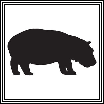 recommend clip art: Hippopotamus silhouette vector , wildlife animal illustration.