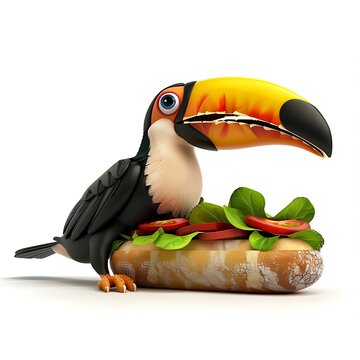 recommend clip art: Funny Toucan Character Eating a Sandwich.