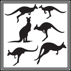 Kangaroo silhouette set , wildlife animal illustration