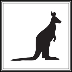 Cute Kangaroo silhouette , wildlife animal illustration.