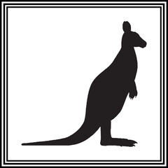 Cute Kangaroo silhouette , wildlife animal illustration.