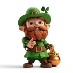 Friendly Leprechaun Holding a Pot of Gold.