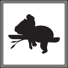 Koala hanging on a tree silhouette.