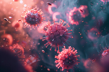 Microscopic View of Virus Particles