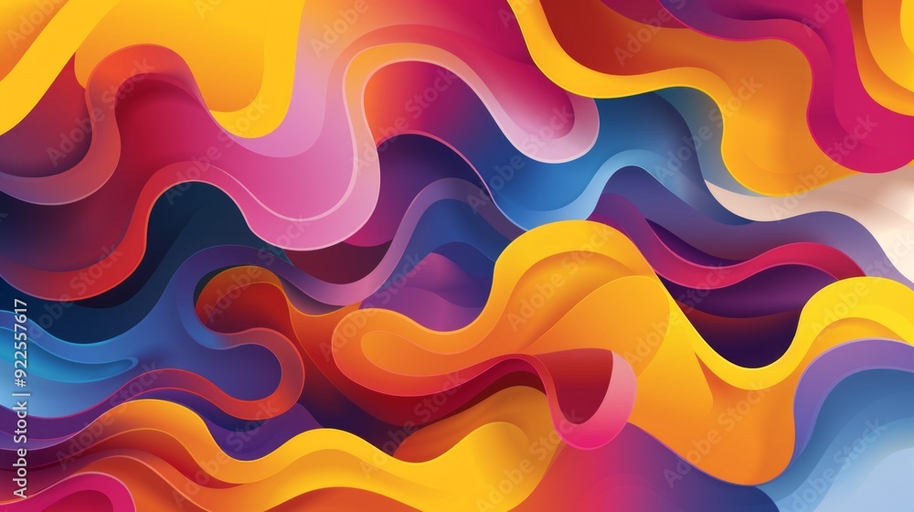 Poster Create a vibrant and dynamic vector background with a colorful palette of swirling abstract shapes. The design should be visually captivating, 