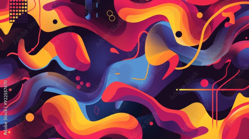 Fototapete create a vibrant and dynamic vector background with a colorful palette of swirling abstract shapes. 