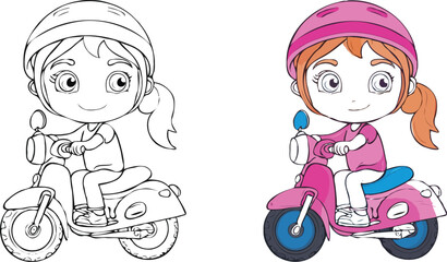 coloring page a simple drawing of baby boy driving vehicle, Coloring book