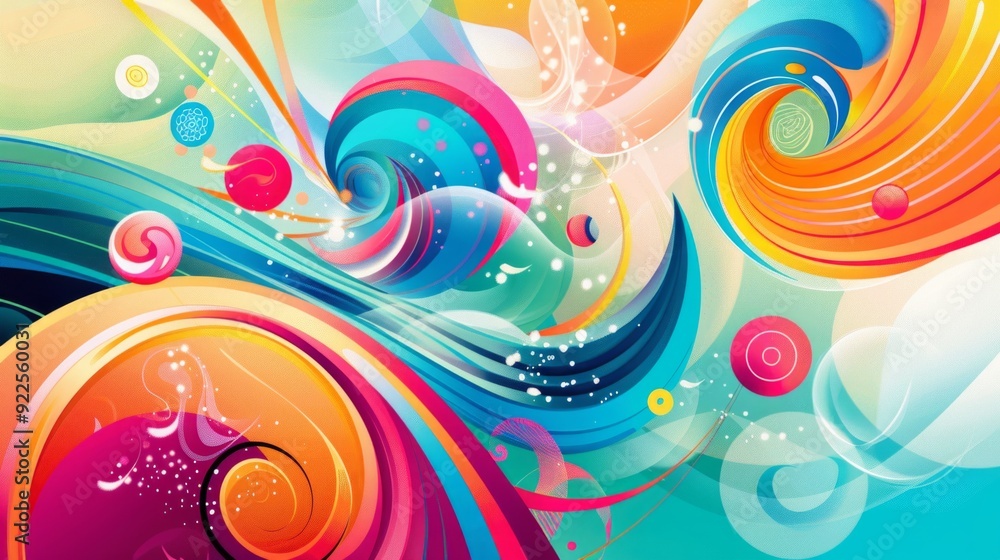 Poster design a dynamic vector background with a palette of bright, cheerful colors.