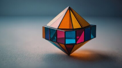 A geometric mobile using bold & contrasting shapes creating a dynamic visn'tual effect.