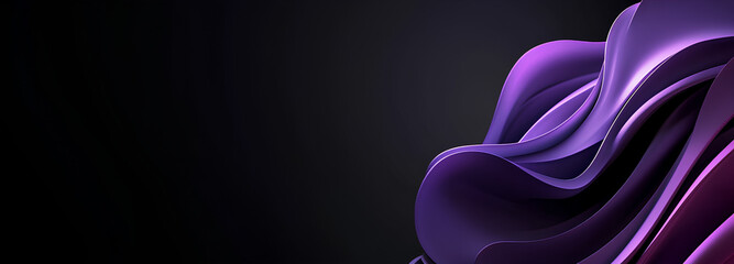 Curve 3d purple abstract banner with a black background for presentations and other media