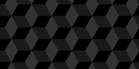 Obraz premium Vector of cube geometric pattern grid backdrop triangle background. Abstract cube geometric tile and mosaic wall or grid backdrop hexagon technology. black or gray geometric block cube structure.
