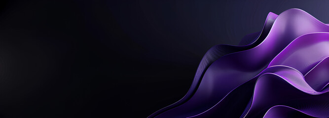 Curve 3d purple abstract banner with a black background for presentations and other media