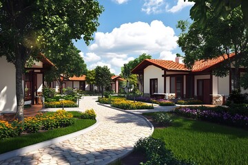 Beautiful Homes in a Green Garden