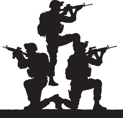 Naklejka premium Black silhouette of a Soldier warrior isolated on a white background vector illustration